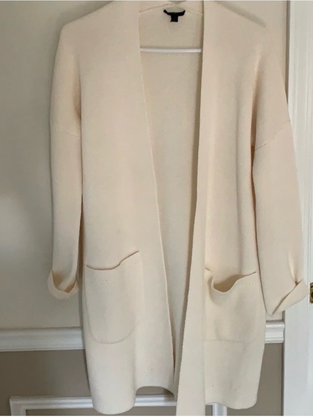 J. Crew Ivory Heavy Knit Open Front Cardigan